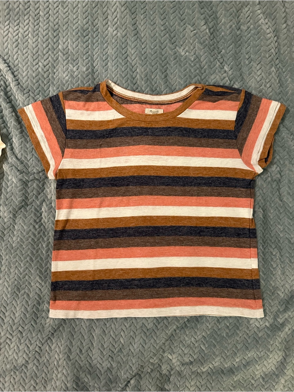 Madewell Striped Short Sleeve Tee in Navy, Rust, Cream, Brown